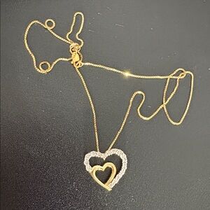 Gold and Silver Heart Pendant Necklace